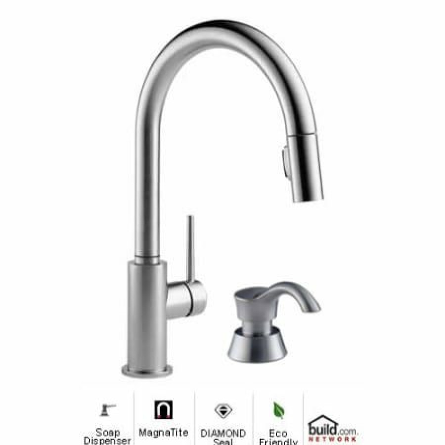 * Pullout Spray | Wholesale Delta Trinsic Pull-Down Kitchen Faucet With Magnetic Docking Spray Head And Soap/Lotion Dispenser Includes Lifetime Warranty