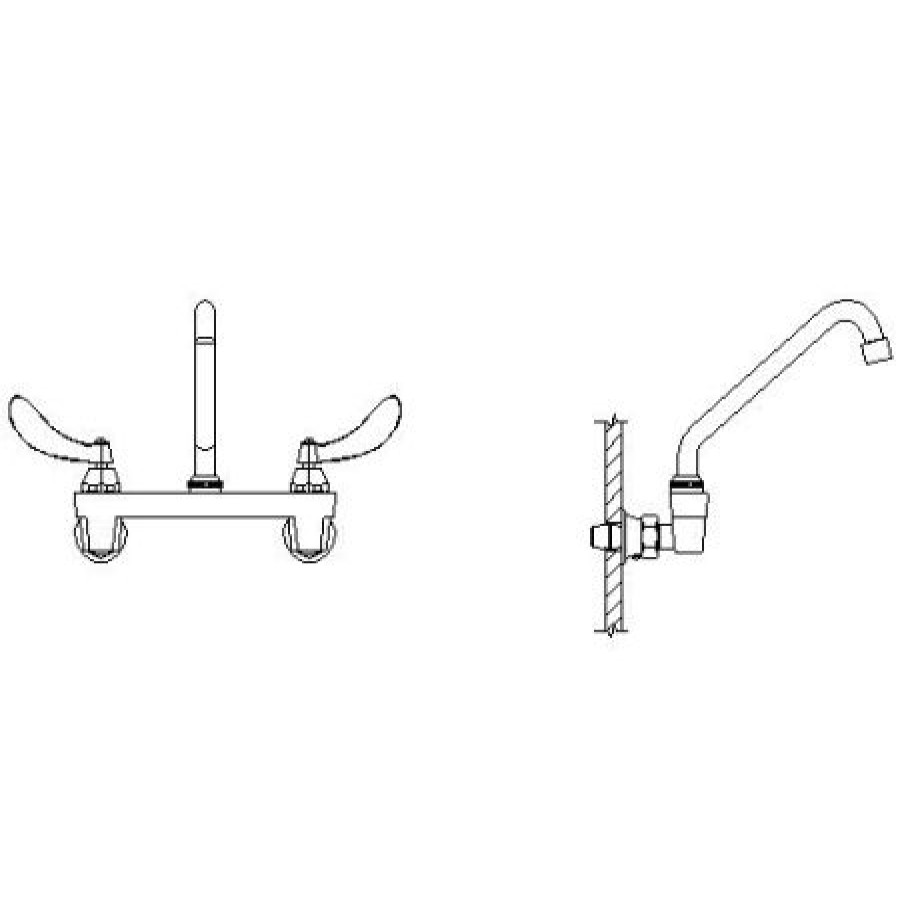 * Bridge Faucet | Best Reviews Of Delta Double Handle 1.5Gpm Ceramic Disc Wallmount Faucet With Integral Stops And Blade Handles 8 Tubular Swing Spout And Vandal Resistant Aerator From The Commercial Series