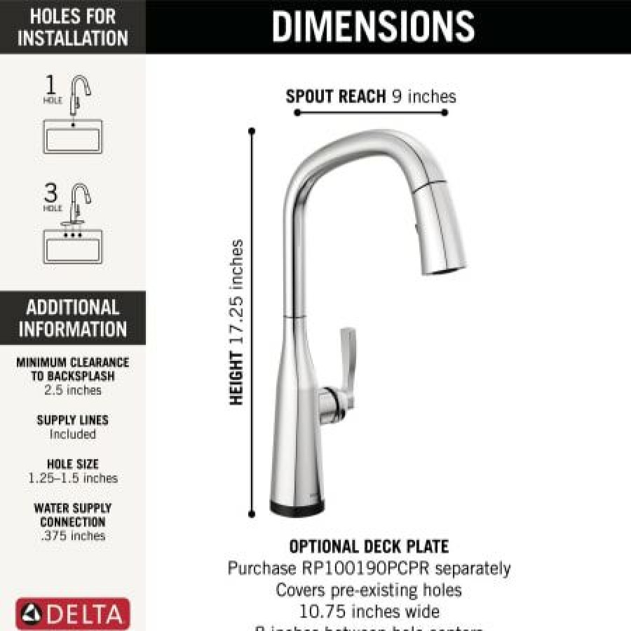 * Pullout Spray | Flash Sale Delta Stryke Voiceiq Voice Activated 1.8 Gpm Pull Down Kitchen Faucet With On / Off Touch Activation And Magnetic Docking Spray Head