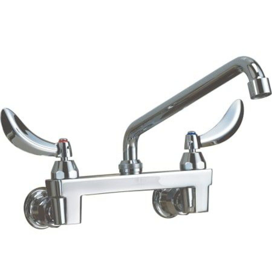 * Bridge Faucet | Coupon Delta Double Handle 1.5Gpm Ceramic Disc Wallmount Faucet Less Integral Stops With Blade Handles And 11 Tubular Swing Spout From The Commercial Series