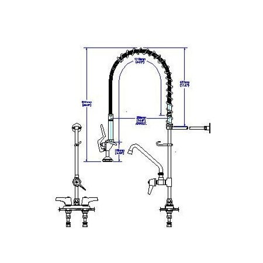 * Pre-Rinse | Discount Delta Commercial Double Handle Deck Mounted Centerset Pre-Rinse Kitchen Faucet With 1.5 Gpm Add-On Single Handle Tubular Swing Spout Faucet