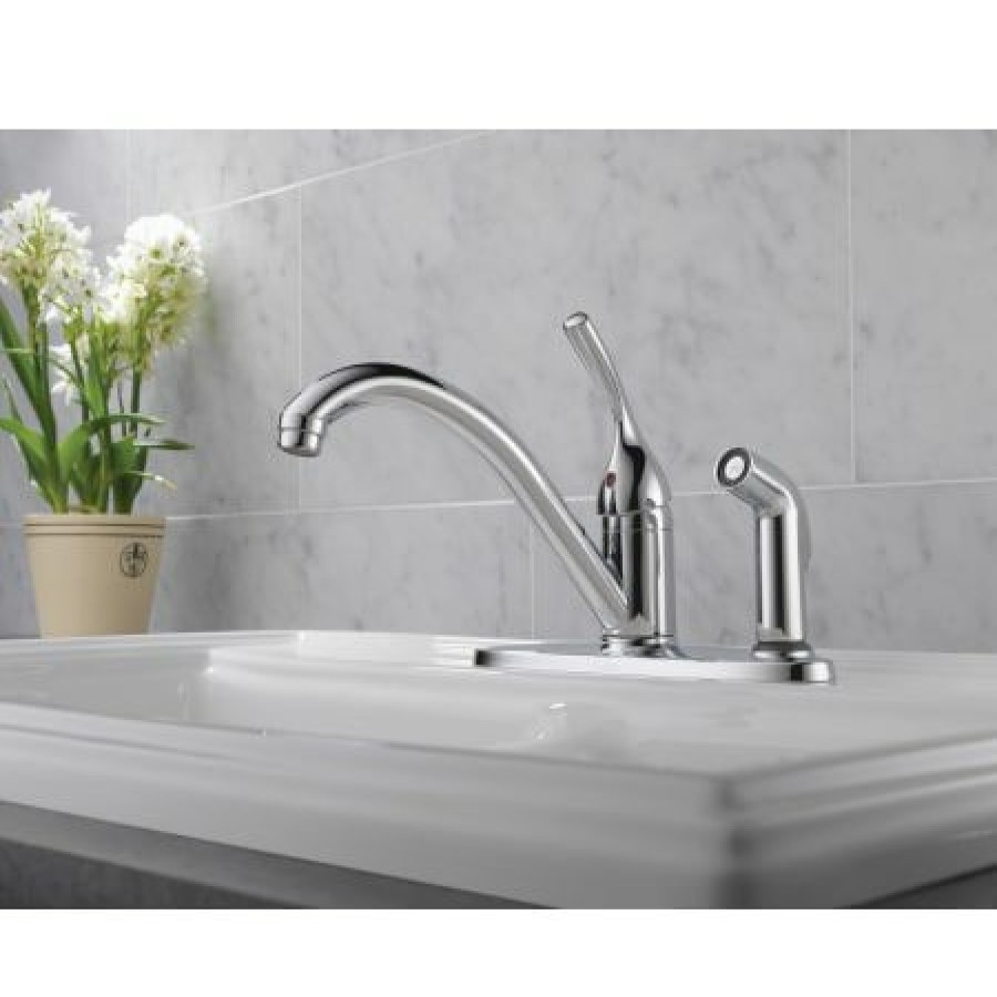 * Sidespray Included | Outlet Delta Classic Kitchen Faucet With Side Spray Includes Lifetime Warranty