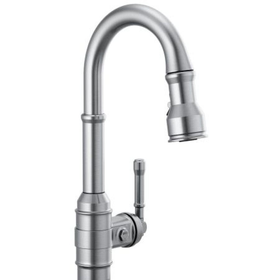 * Pullout Spray | New Delta Broderick 1.8 Gpm Single Hole Pull Down Bar/Prep Faucet With Magnetic Docking Spray Head