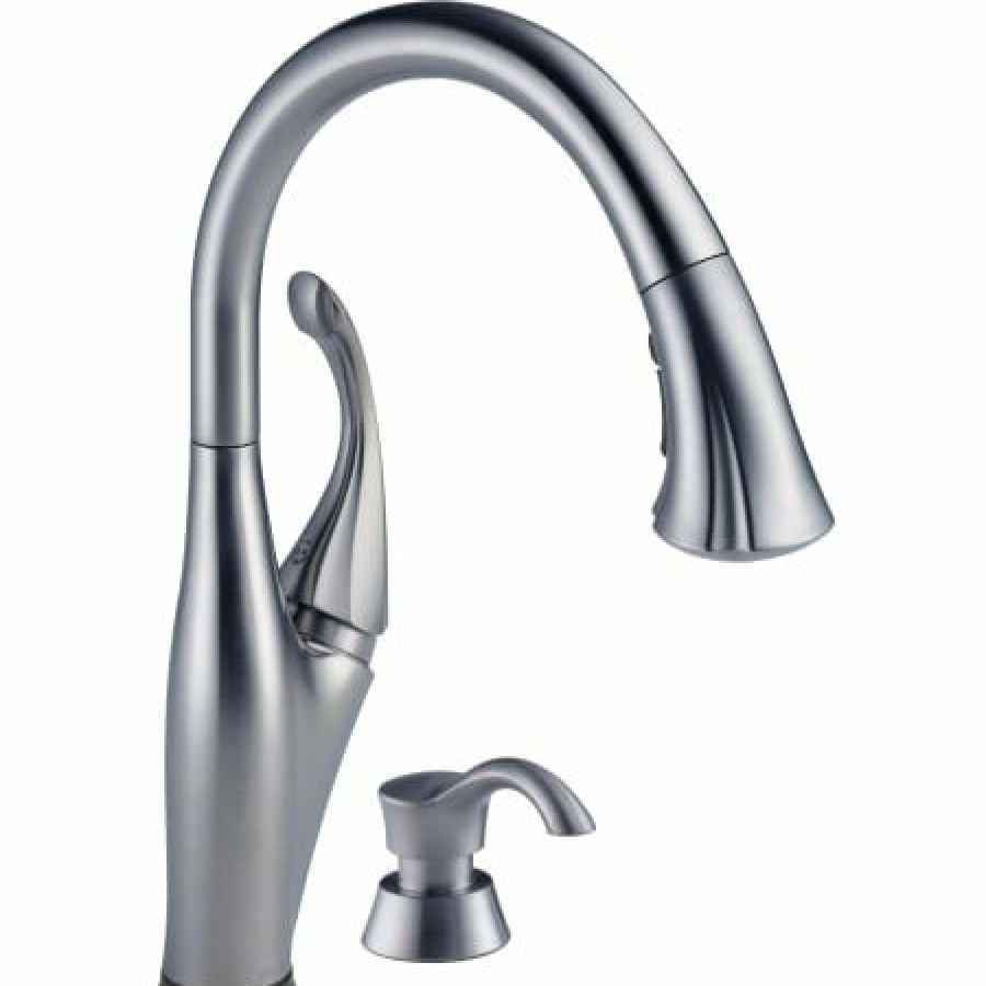 * Pullout Spray | New Delta Addison Pull-Down Kitchen Faucet With On/Off Touch Activation, Magnetic Docking Spray Head, Temporary Flow Increase, And Soap/Lotion Dispenser Includes Lifetime Warranty (5 Year On Electronic Parts)