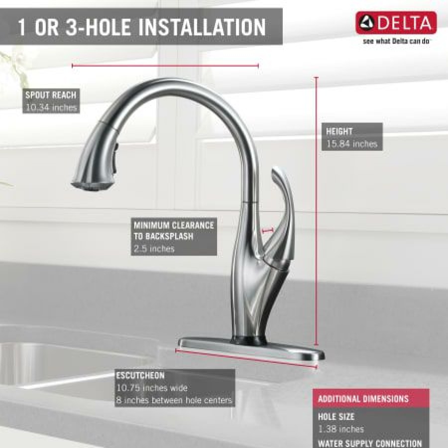 * Pullout Spray | New Delta Addison Pull-Down Kitchen Faucet With On/Off Touch Activation, Magnetic Docking Spray Head, Temporary Flow Increase, And Soap/Lotion Dispenser Includes Lifetime Warranty (5 Year On Electronic Parts)