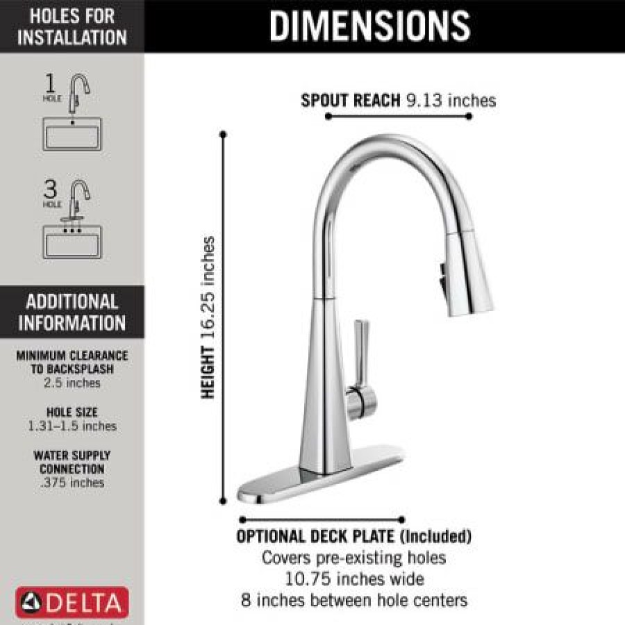 * Pullout Spray | Deals Delta Lenta Single-Handle Pull-Down Kitchen Faucet With Shieldspray