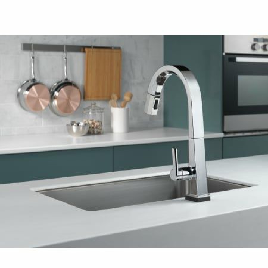 * Pullout Spray | New Delta Pivotal 1.8 Gpm Single Hole Pull Down Kitchen Faucet With On/Off Touch Activation, Magnetic Docking Spray Head Includes Lifetime Warranty (5 Year On Electronic Parts)