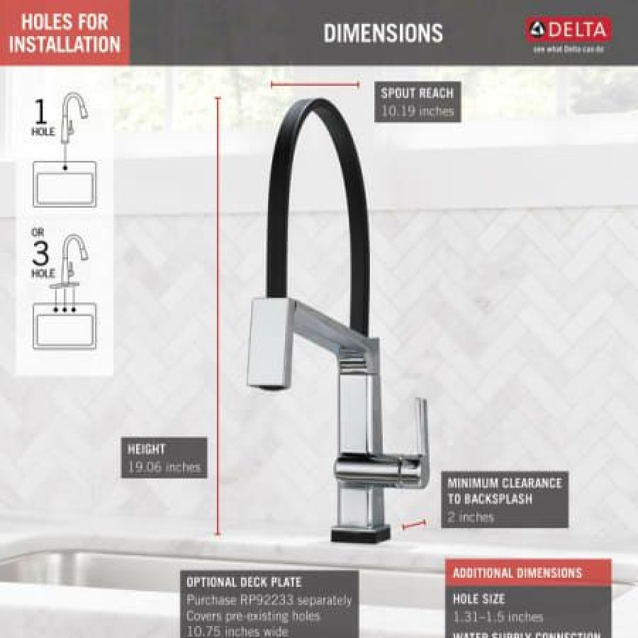 * Pullout Spray | Deals Delta Pivotal Pull-Down Kitchen Faucet With Exposed Hose, On/Off Touch Activation, Magnetic Docking Spray Head Limited Lifetime Warranty (5 Year On Electronic Parts)