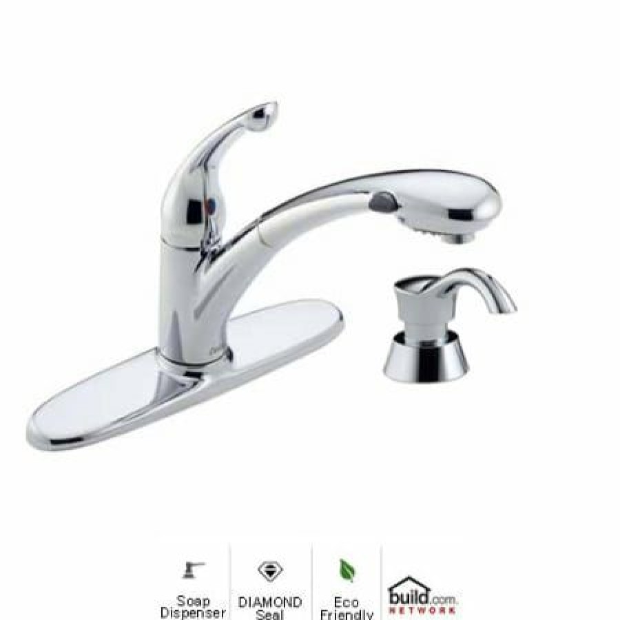 * Pullout Spray | Hot Sale Delta Signature Pull-Out Kitchen Faucet With Soap/Lotion Dispenser Water Efficient Includes Lifetime Warranty