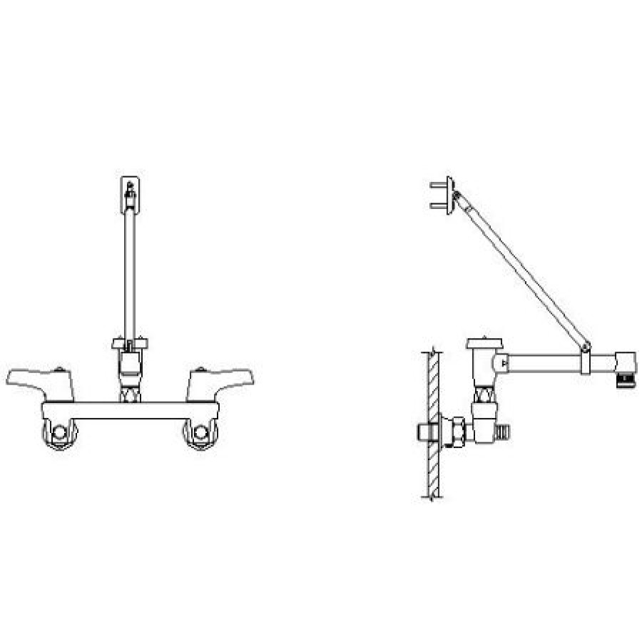 * Bridge Faucet | Best Reviews Of Delta Double Handle Ceramic Disc Wallmount Faucet With Lever Blade Handles Long Spout With Brace Adjustable Centers And Body Mounted Angle Vacuum Breaker From The Commercial Series