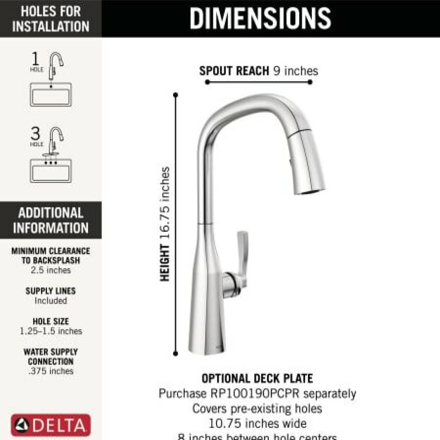 * Pullout Spray | Cheap Delta Stryke 1.8 Gpm Pull-Down Kitchen Faucet With Magnetic Docking Spray Head