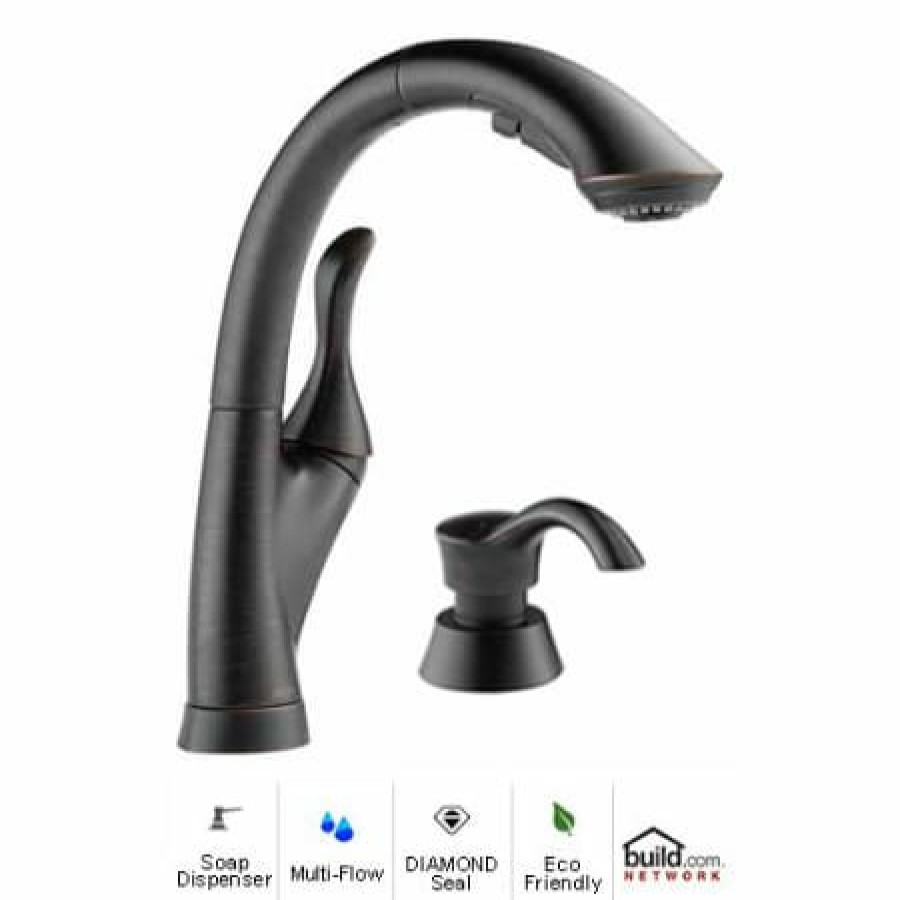 * Pullout Spray | Top 10 Delta Linden Pull-Out Kitchen Faucet With Temporary Flow Increase And Soap/Lotion Dispenser Includes Lifetime Warranty