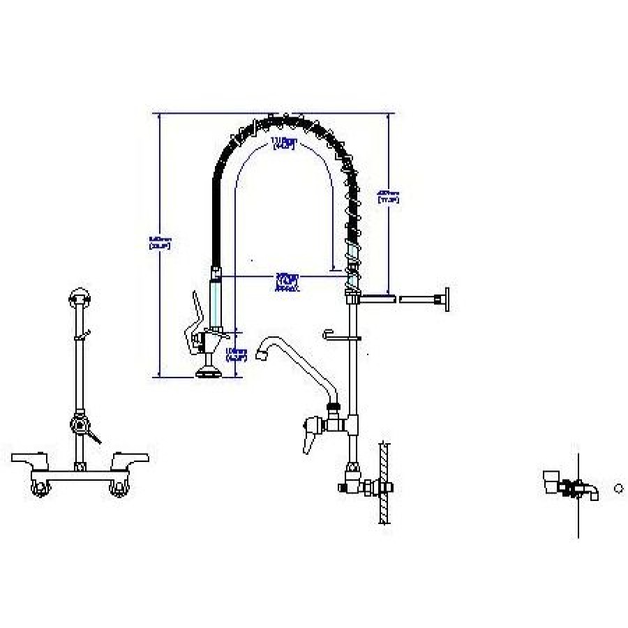 * Pre-Rinse | Best Deal Delta Commercial Double Handle Wall Mounted Pre-Rinse Kitchen Faucet With 1.5 Gpm Add-On Single Handle Tubular Swing Spout Faucet