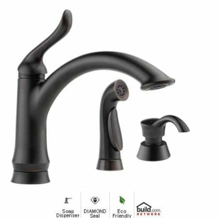 * Sidespray Included | Best Sale Delta Linden Kitchen Faucet With Side Spray And Soap/Lotion Dispenser Includes Lifetime Warranty