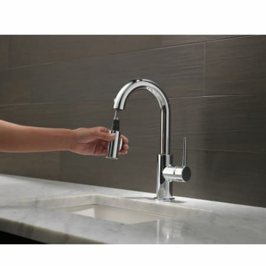 * Pullout Spray | Cheapest Delta Trinsic 1.8 Gpm Single Hole Pull Down Bar/Prep Faucet With Magnetic Docking Spray Head And Limited Swivel