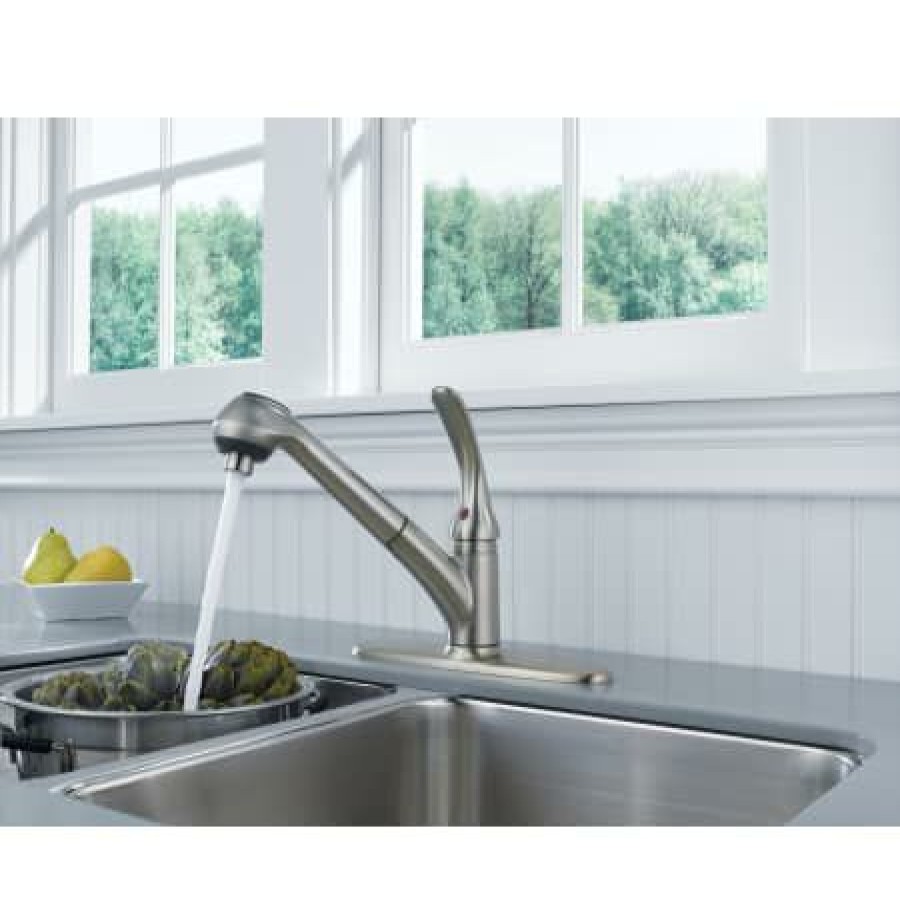 * Pullout Spray | Cheapest Delta Foundations Core-B Pull-Out Kitchen Faucet With Optional Base Plate Includes Lifetime Warranty