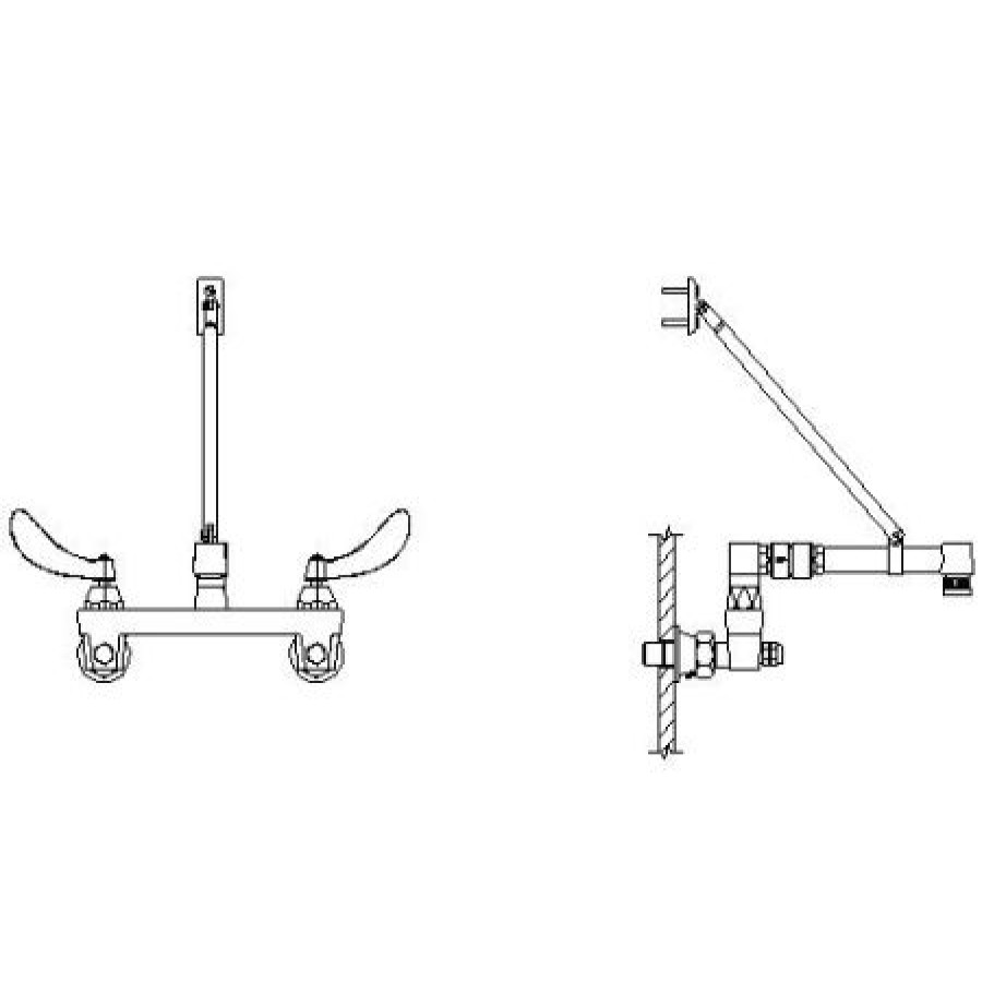 * Bridge Faucet | Buy Delta Double Handle Ceramic Disc Wallmount Faucet With Blade Handles Long Spout With Brace And Vacuum Breaker Aerator From The Commercial Series