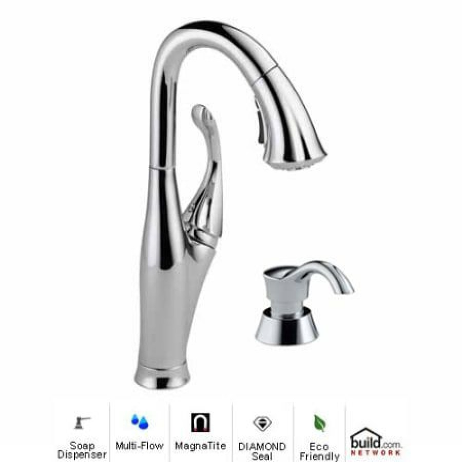 * Pullout Spray | Best Sale Delta Addison Pull-Down Bar/Prep Faucet With Magnetic Docking Spray Head, Temporary Flow Increase, And Soap/Lotion Dispenser Includes Lifetime Warranty