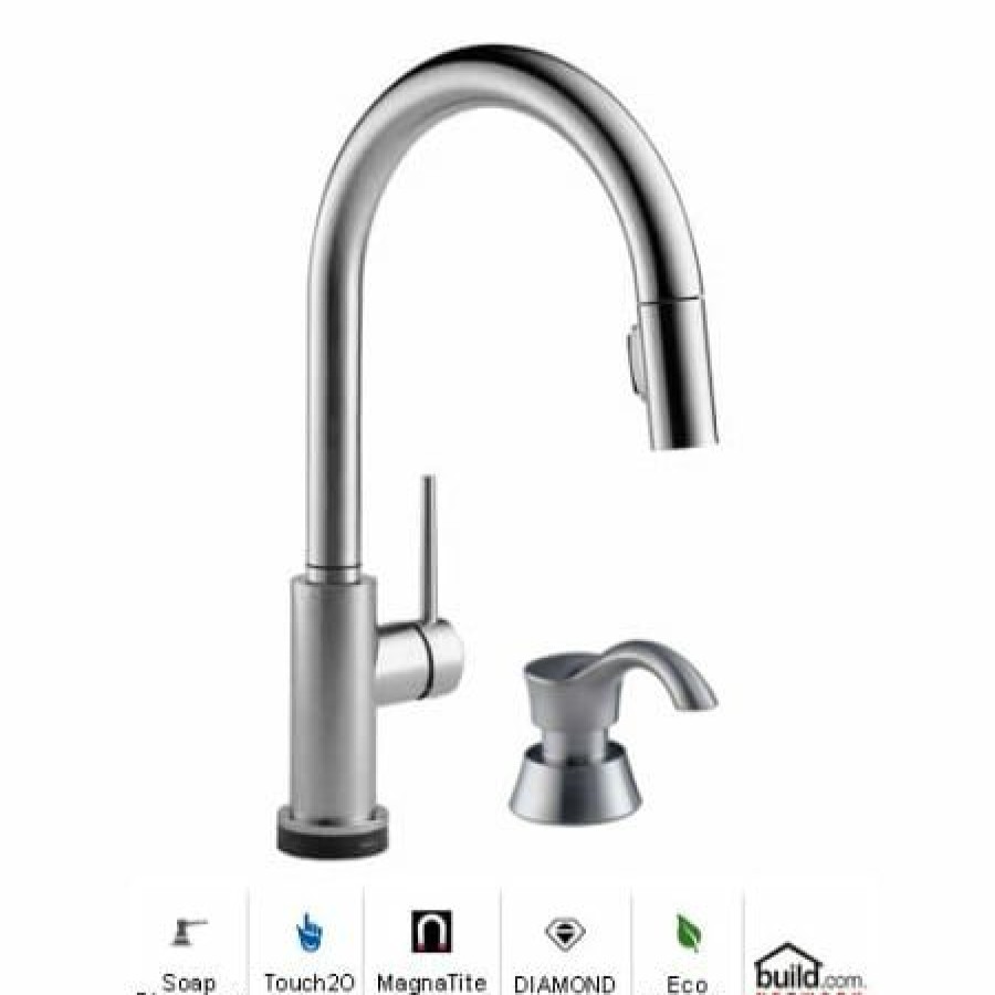 * Pullout Spray | Discount Delta Trinsic Pull-Down Kitchen Faucet With On/Off Touch Activation, Magnetic Docking Spray Head, And Soap/Lotion Dispenser Includes Lifetime Warranty (5 Year On Electronic Parts)