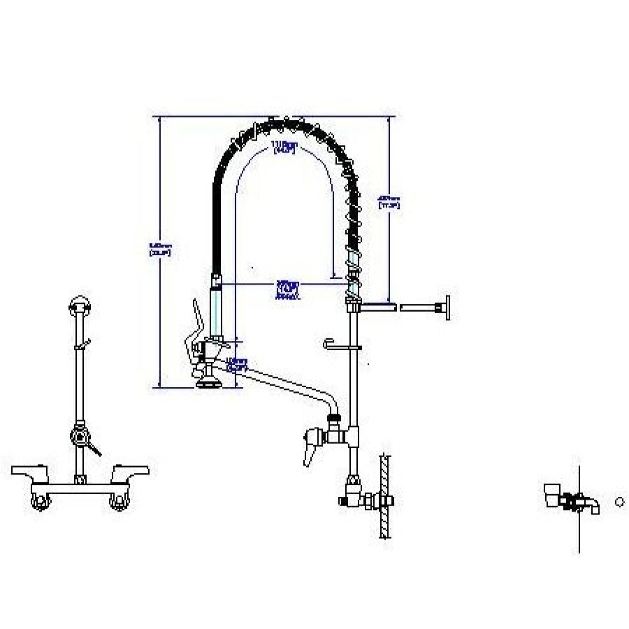 * Pre-Rinse | Coupon Delta Commercial Double Handle Wall Mounted Pre-Rinse Kitchen Faucet With 1.5 Gpm Add-On Single Handle Tubular Swing Spout Faucet