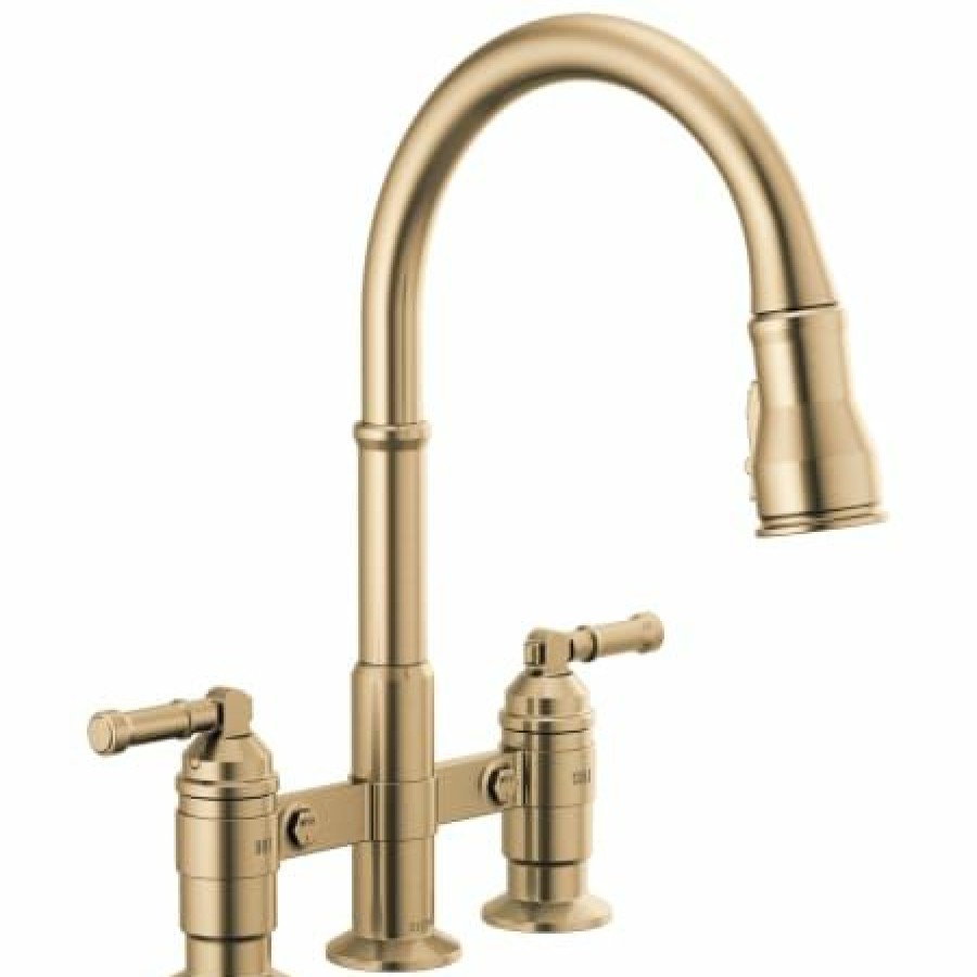 * Pullout Spray | Brand New Delta Broderick 1.8 Gpm Widespread Bridge Pull Down Kitchen Faucet