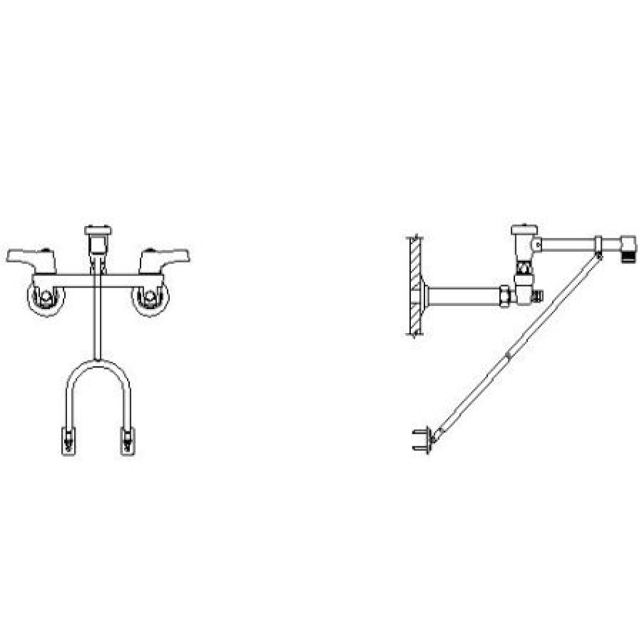 * Bridge Faucet | Best Reviews Of Delta Double Handle Ceramic Disc Wallmount Faucet With Lever Blade Handles Long Spout With Bottom Fork Brace And Body Mounted Angle Vacuum Breaker From The Commercial Series