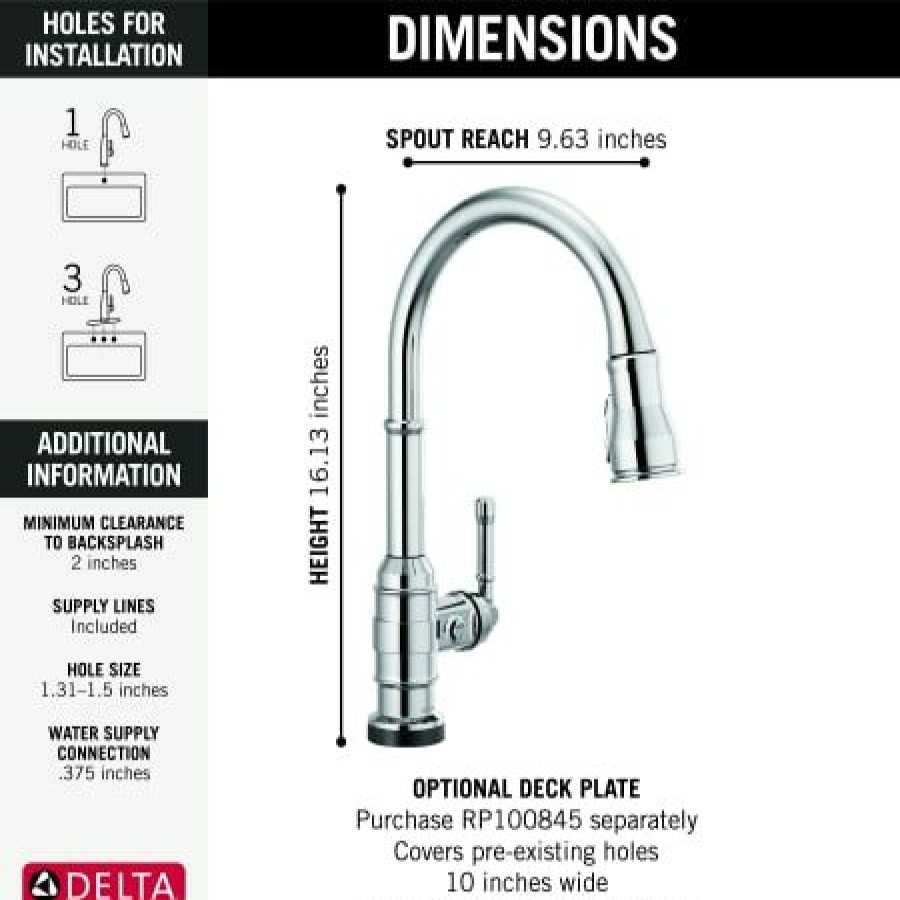 * Pullout Spray | New Delta Broderick 1.8 Gpm Single Hole Pull Down Kitchen Faucet With Touch2O