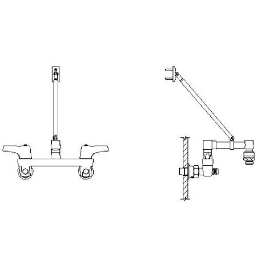 * Bridge Faucet | Buy Delta Double Handle Ceramic Disc Wallmount Faucet With Lever Blade Handles Long Spout With Brace And Vacuum Breaker Aerator From The Commercial Series