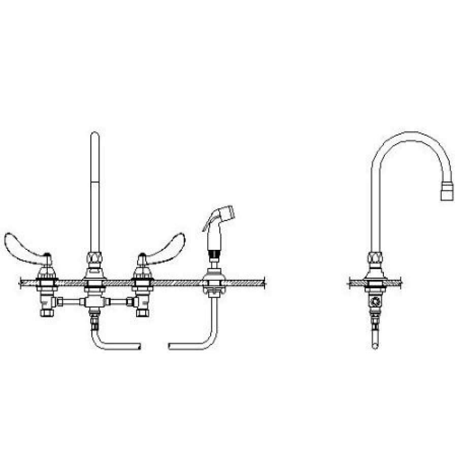 * Sidespray Included | Best Reviews Of Delta Double Handle 1.5Gpm Ceramic Disc Below Deckmount Kitchen Faucet With Blade Handles Side Spray Gooseneck Spout And Vandal Resistant Aerator From The Commercial Series