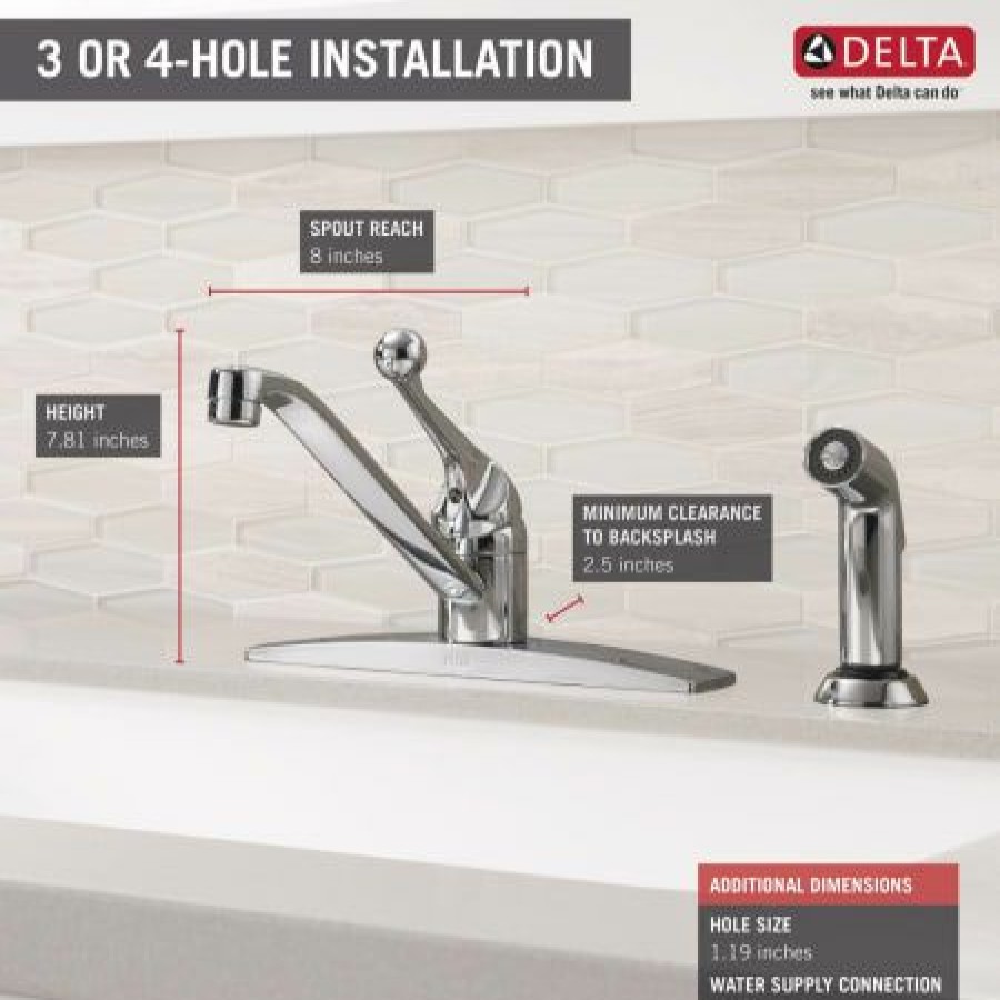 * Sidespray Included | Brand New Delta Classic Kitchen Faucet With Side Spray Includes Lifetime Warranty