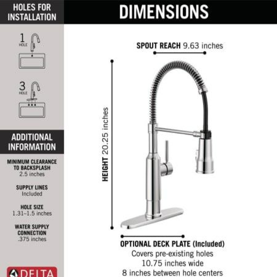 * Pullout Spray | Promo Delta Theodora 1.8 Gpm Single-Handle Pull-Down Pre-Rinse Kitchen Faucet With Shieldspray And Magnetic Docking Spray Head