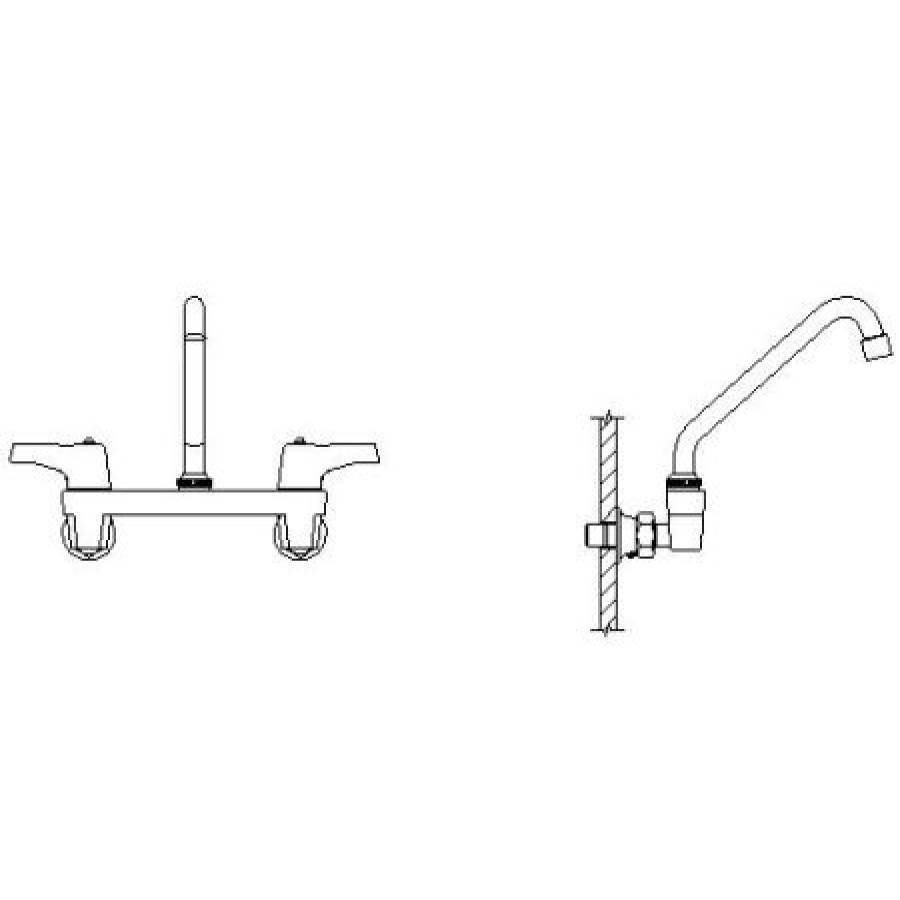 * Bridge Faucet | Best Reviews Of Delta Double Handle 1.5Gpm Ceramic Disc Wallmount Faucet Less Integral Stops With Lever Blade Handles Adjustable Centers And 11 Tubular Swing Spout From The Commercial Series