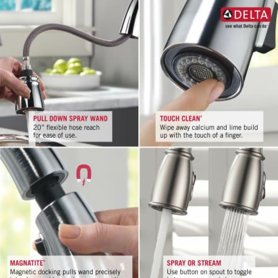 * Pullout Spray | Buy Delta Essa Pull-Down Kitchen Faucet With Magnetic Docking Spray Head Includes Lifetime Warranty