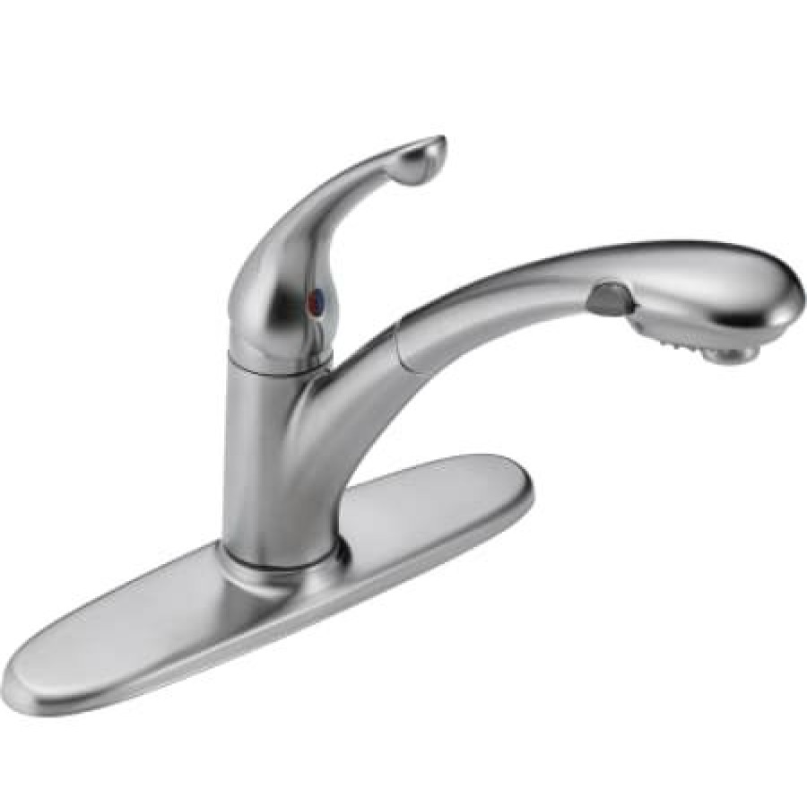 * Pullout Spray | Discount Delta Signature Pull-Out Kitchen Faucet With Optional Base Plate Includes Lifetime Warranty