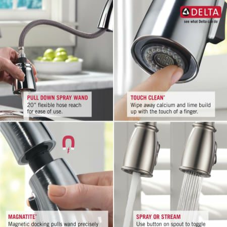 * Pullout Spray | Top 10 Delta Trinsic Pull-Down Kitchen Faucet With Magnetic Docking Spray Head Includes Lifetime Warranty