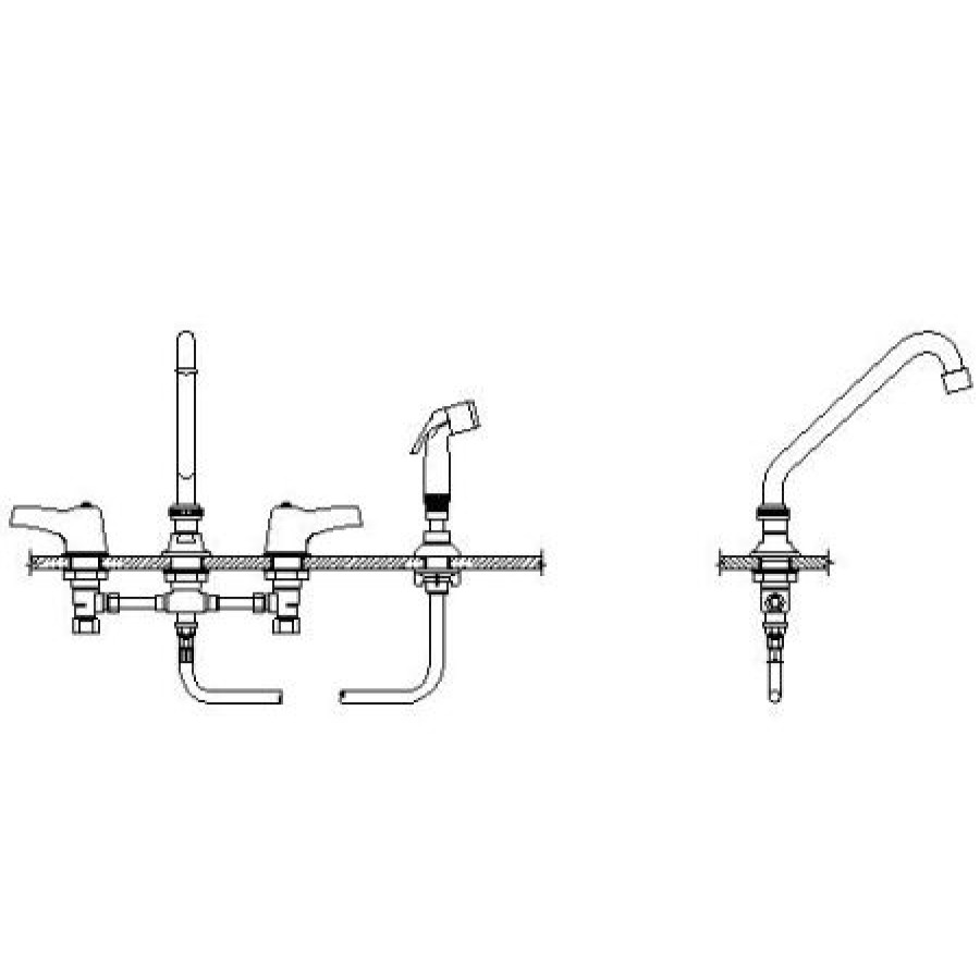 * Sidespray Included | Discount Delta Double Handle 1.5Gpm Below Deckmount Kitchen Faucet With Lever Blade Handles, Side Spray, Tubular Swing Spout, And Vandal Resistant Aerator